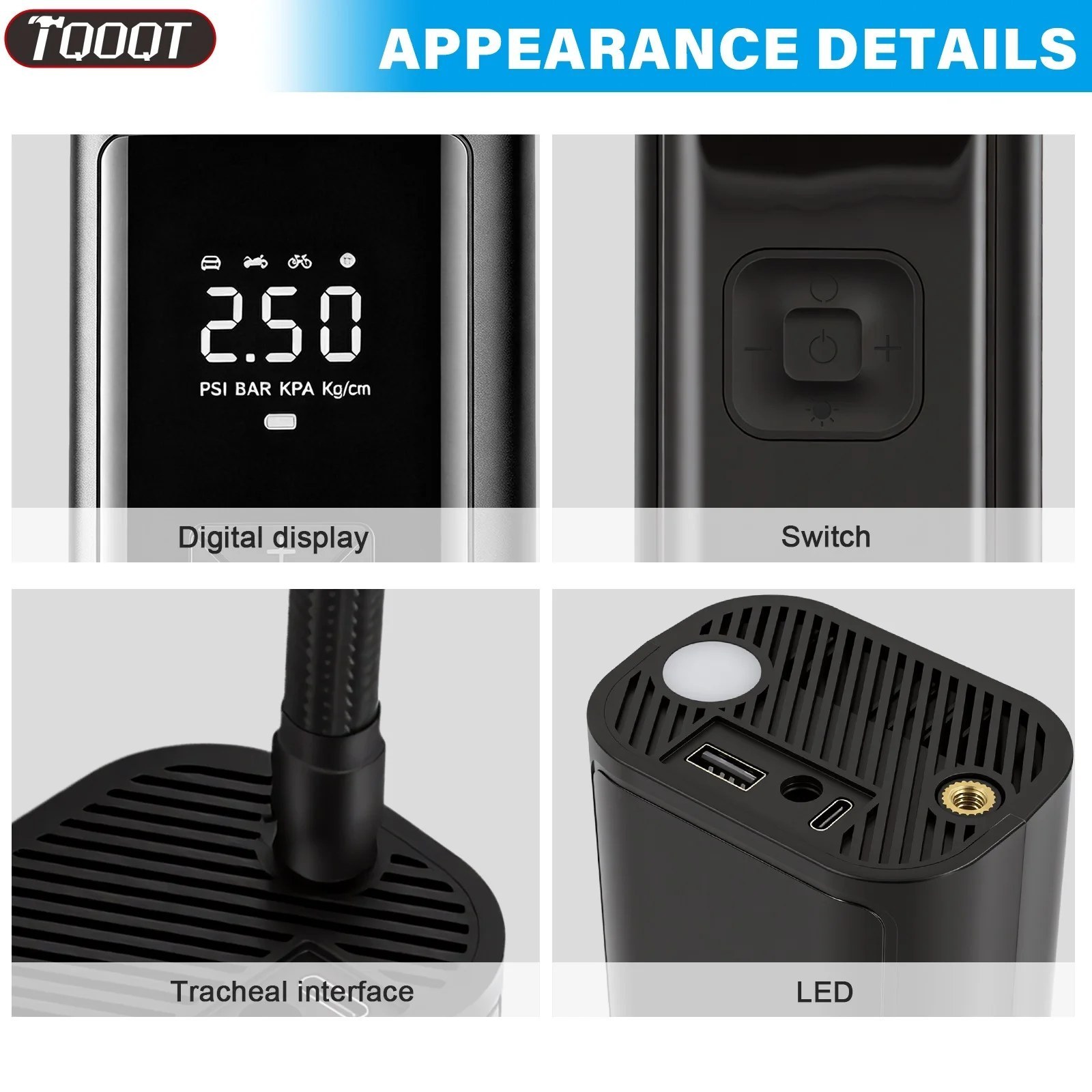 Cordless Tyre Inflator - Rechargeable Digital Pump