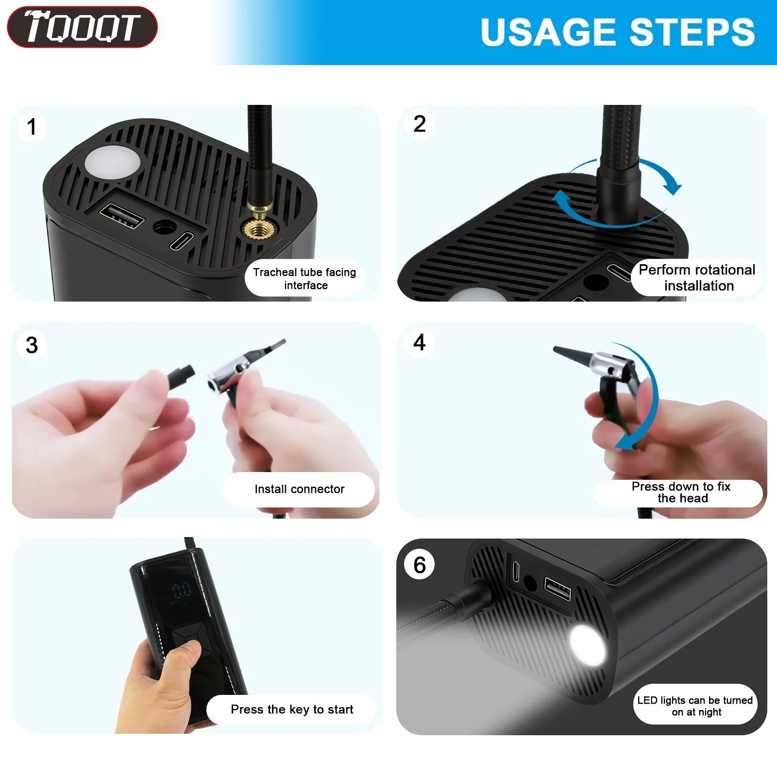 Cordless Tyre Inflator - Rechargeable Digital Pump
