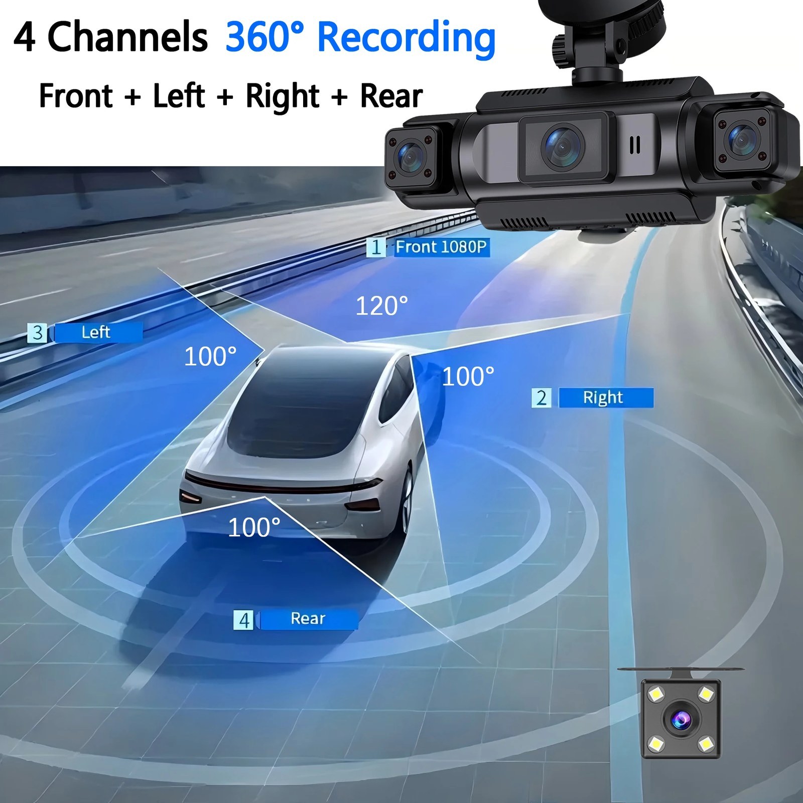 Dual Lens Dash Cam - Loop Recording and G-Sensor