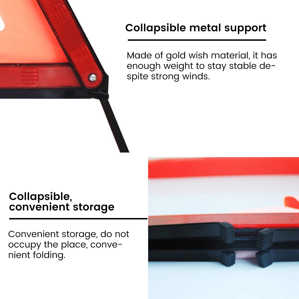 Reflective Warning Triangle - Foldable Breakdown Sign